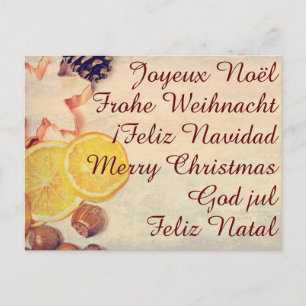 Postal Festiva Motivo navideño con frutas...