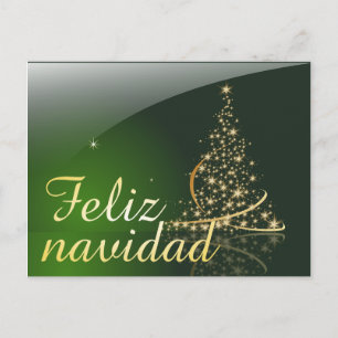 Postal Festiva Motivo navideño verde con arbol de navidad. V2.0