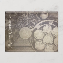 Postal Festiva Motivo Navideño Vintage con Galletas y Café