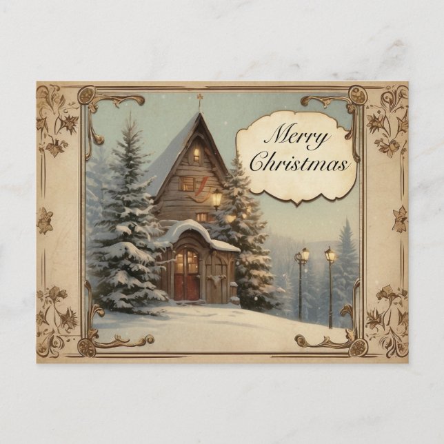 Postal Festiva Motivos de vacaciones de Navidades antiguos de pri (Anverso)
