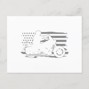 Postal Festiva Motocicleta patriótica bandera estadounidense vint