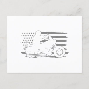 Postal Festiva Motocicleta patriótica bandera estadounidense vint