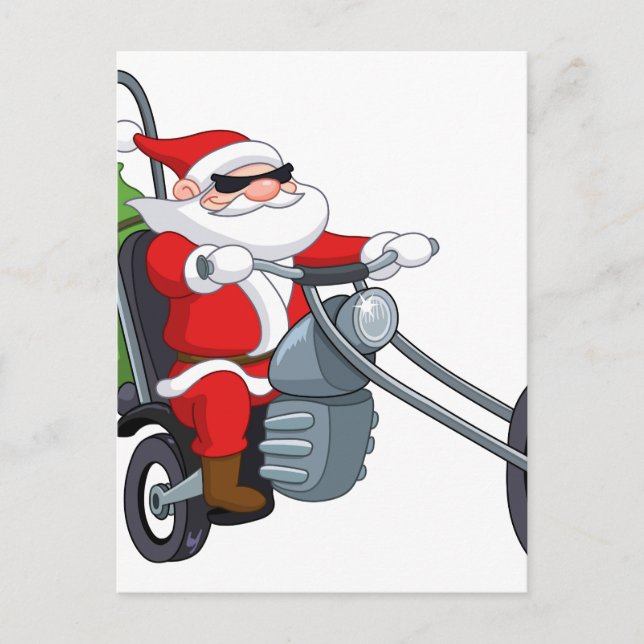 Postal Festiva motorista Papá Noel de la motocicleta (Anverso)