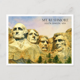 Postal Festiva Mount Rushmore Estados Unidos Watercolor Travel