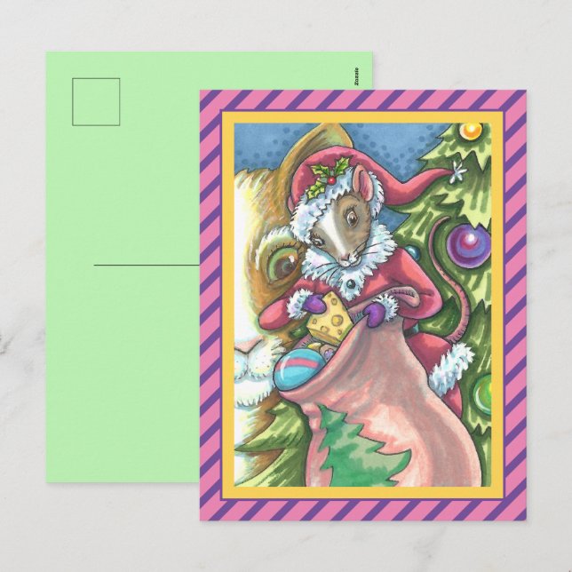 POSTAL FESTIVA MOUSE SANTA TRAE BUENOS REGALOS DE NAVIDADES DE GA (Anverso / Reverso)