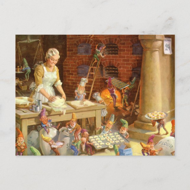 Postal Festiva Mrs. Claus and the Elves Bake Christmas Cookies (Anverso)