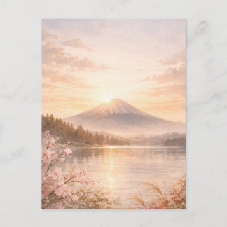 Postal Festiva Mt. Fuji Sunrise Watercolor Holiday Card