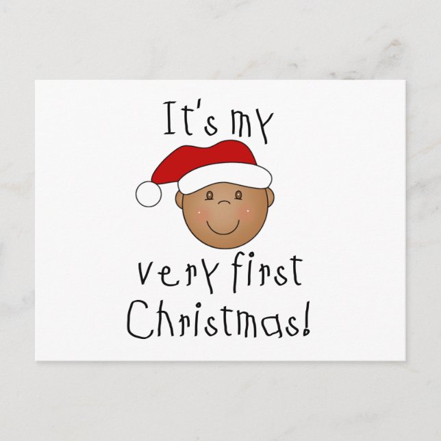 Postal Festiva Muchacho afroamericano primer Navidades (Anverso)