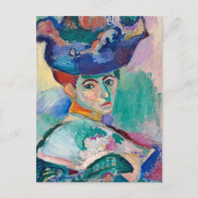 Postal Festiva Mujer con Gorra de Henri Matisse (Anverso)
