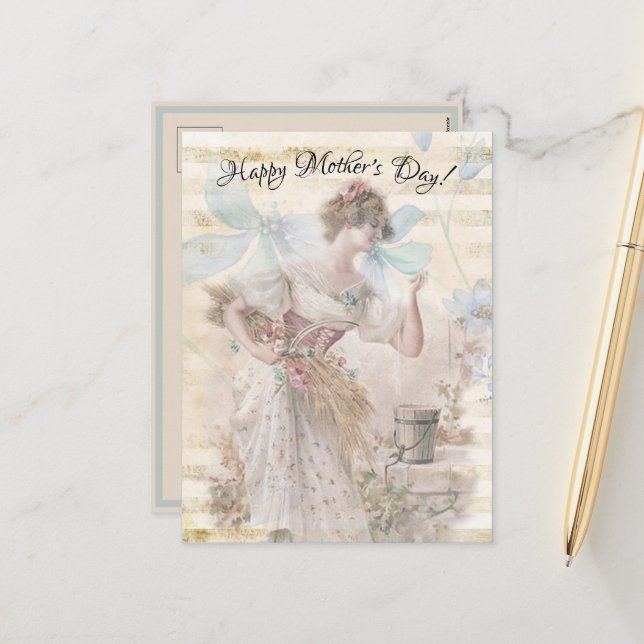 Postal Festiva Mujer de fantasía con problemas reuniendo grano de (Anverso/Reverso In Situ)