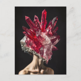 Postal Festiva Mujer de máscara de cristal adorada con cristales 