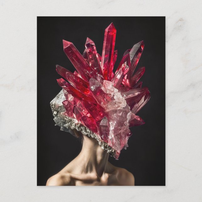 Postal Festiva Mujer de máscara de cristal adorada con cristales  (Anverso)