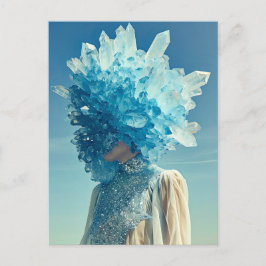 Postal Festiva Mujer de máscara de cristal adorada con cristales 