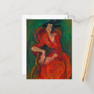 Postal Festiva Mujer en rojo, La femme en rouge por Chaim Soutine