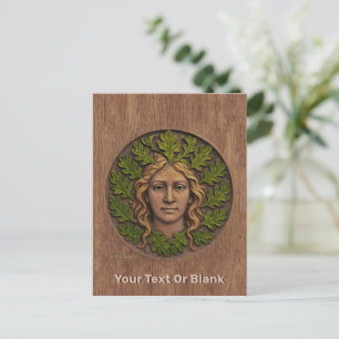 Postal Festiva Mujer Verde - Madera