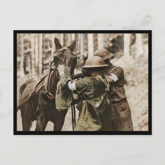 Postal Festiva Mule de Missouri en una máscara de gas