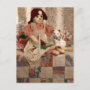 Postal Festiva Muñeca Snowman 2390 sobre los Navidades de los cri