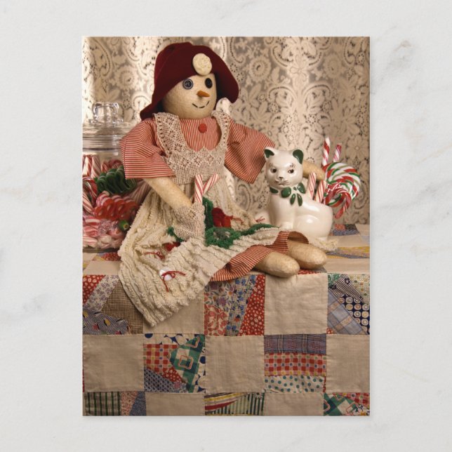 Postal Festiva Muñeca Snowman 2390 sobre los Navidades de los cri (Anverso)