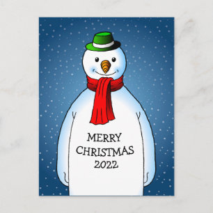 Postal Festiva Muñeco de nieve alegre y feliz