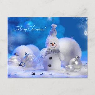 Postal Festiva muñeco de nieve lindo y feliz