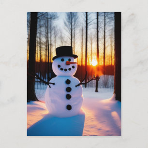 Postal Festiva Muñeco de nieve navideño