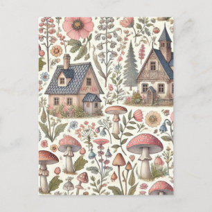 Postal Festiva Musambre de Cottagecore y patrón floral