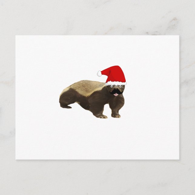 Postal Festiva Mustache Honey Badger Santa (Anverso)