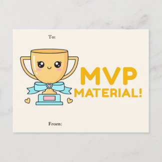 Postal Festiva MVP Material! Cute Trophy Classroom Valentine Card