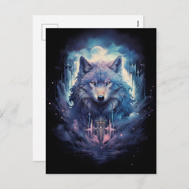 Postal Festiva Mystic Moon Wolf Guardian (Anverso / Reverso)
