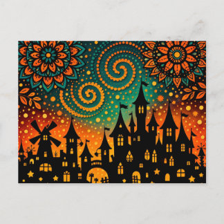 Postal Festiva Mystical Night Castle Silhouette
