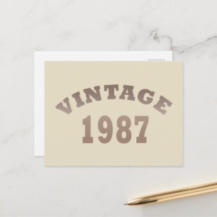Postal Festiva Nacida en 1987 cumpleaños elegante moderno vintage