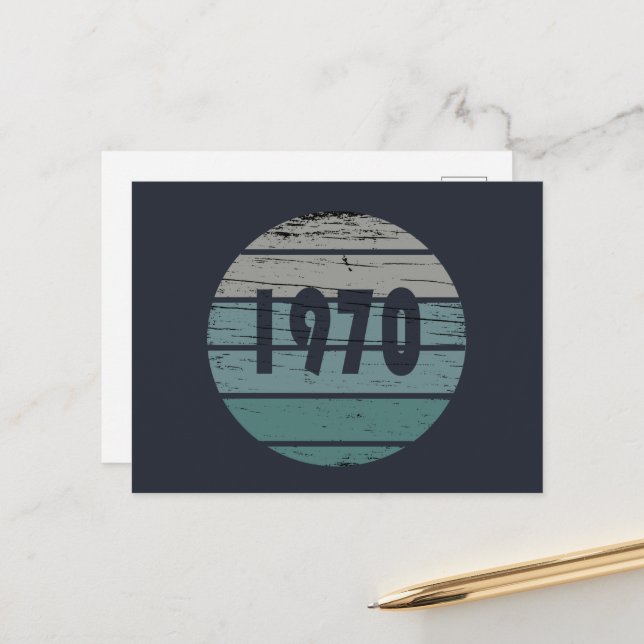 Postal Festiva Nacido en 1970 como regalo de cumpleaños (Anverso/Reverso In Situ)