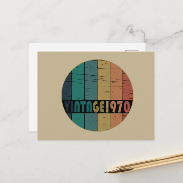 Postal Festiva Nacido en 1970 como regalo de cumpleaños (Anverso/Reverso In Situ)