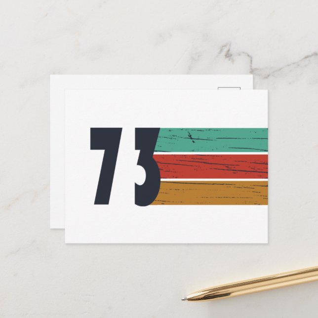 Postal Festiva nacido en 1973, cumpleaños vintage (Anverso/Reverso In Situ)