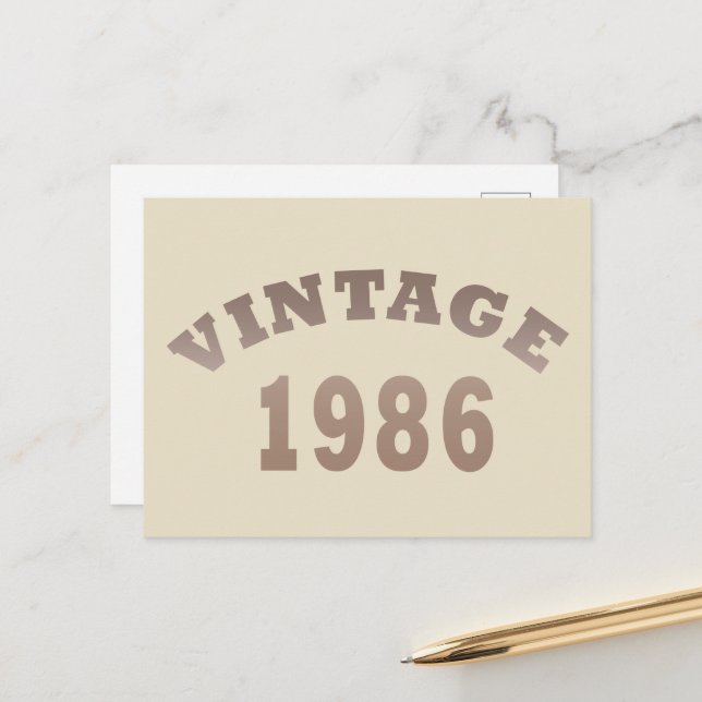 Postal Festiva Nacido en 1986 como regalo de cumpleaños vintage (Anverso/Reverso In Situ)