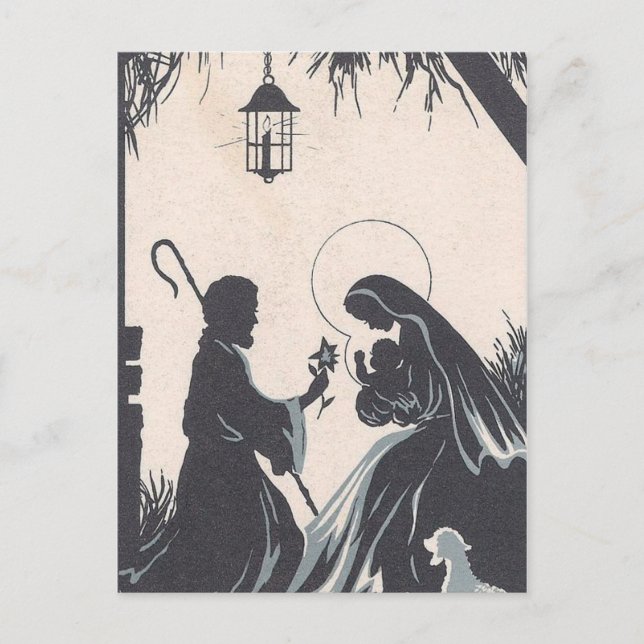 Postal Festiva Nacido Jesús del Niño Vintage (Anverso)