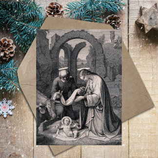 Postal Festiva Nacimiento de Cristo Navidades cristianos Escena d