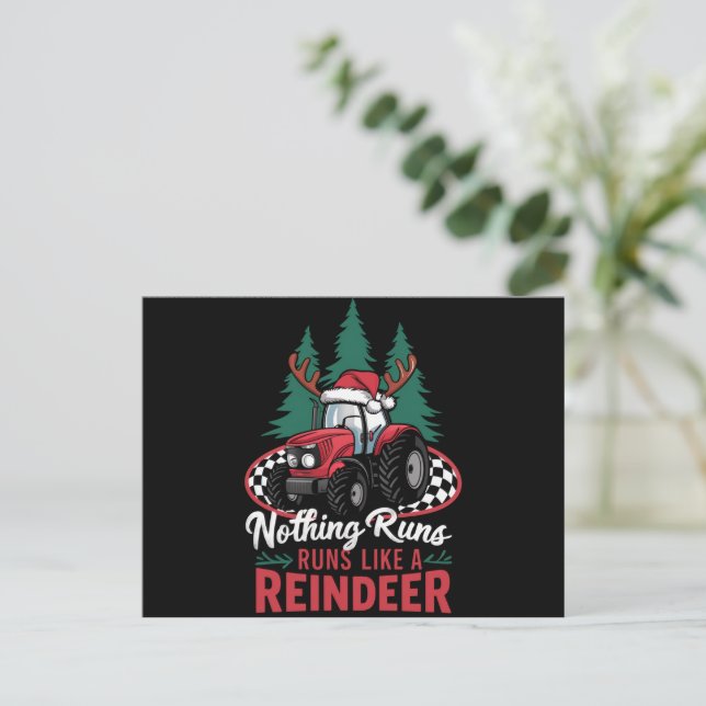 Postal Festiva Nada Funciona Como Un Tractor De Navidades De Reno (Anverso de pie)