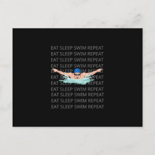 Postal Festiva Nadadora Amor Divertido Natación Niño Deporte