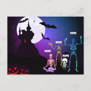 Postal Festiva Namaste con la familia Skeleton: Yoga caprichoso