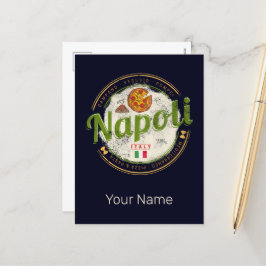 Postal Festiva Nápoles Italia Retro Vesuvio Y Pizza Vintage