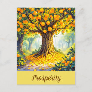 Postal Festiva Naranja Árbol de la Naturaleza Riqueza Abundancia 