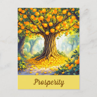Postal Festiva Naranja Árbol de la Naturaleza Riqueza Abundancia