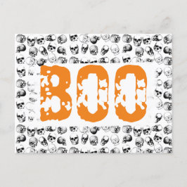 Postal Festiva Naranja Boo Halloween Spooky Skull Pattern
