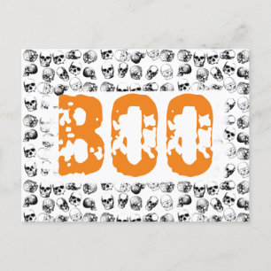 Postal Festiva Naranja Boo Halloween Spooky Skull Pattern