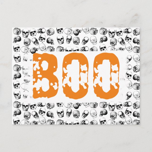 Postal Festiva Naranja Boo Halloween Spooky Skull Pattern (Anverso)