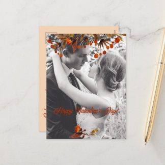 Postal Festiva Naranja Brown Foliage Valentine agrega tu propia f