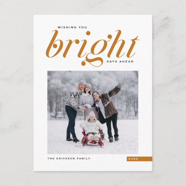 Postal Festiva Naranja de escritura moderna brillante días antes  (Anverso)