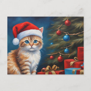 Postal Festiva Naranja de navidades Tabby Kitten