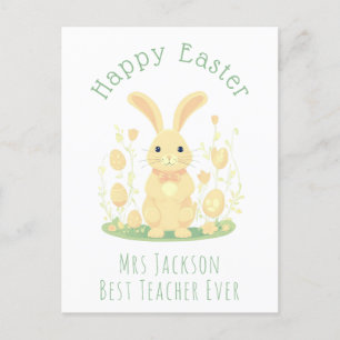 Postal Festiva Naranja Easter Bunny Mejor Profesor Escolar